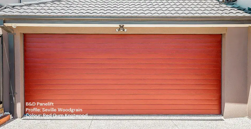 Safe as Can B&D Red Gum Knotwood Panelift Sectional Door