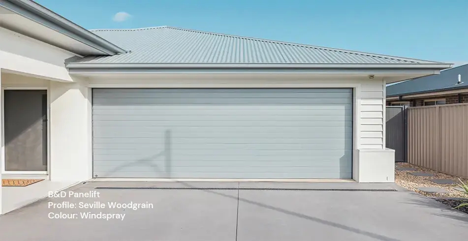 Safe as Can B&D Panelift Seville Sectional Door in Windspray