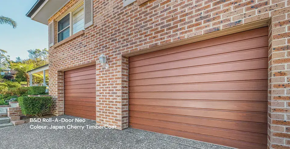 Reliable as Can B&D Roll-A-Door Neo Garage Door Japan Cherry Timber Coat