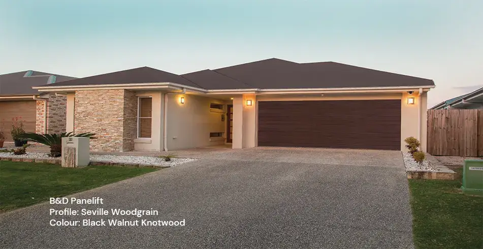 Safe as Can B&D Seville Panelift Garage Door in Black Walnut Knotwood