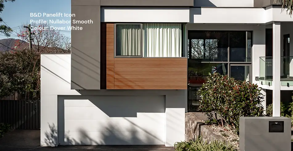 Safe as Can B&D Panelift Icon Garage Door with Nullabor Smooth Profile in Dover White (2)