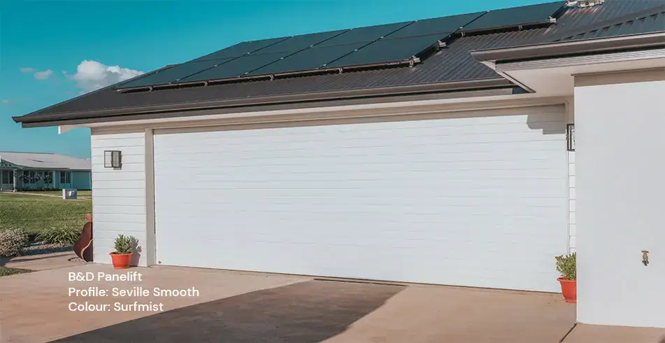 Safe as Can B&D Seville Panelift Garage Door in Surfmist