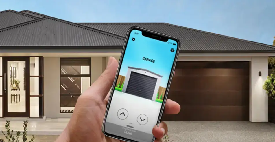 Smart as Can B&D Hand holding smartphone in front of panelift door