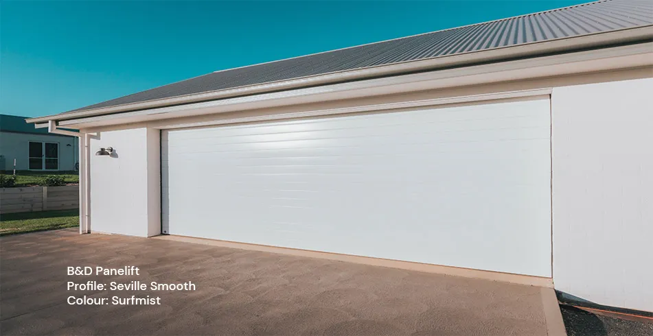 Safe as Can B&D Panelift Seville Garage Door in Colorbond Surfmist