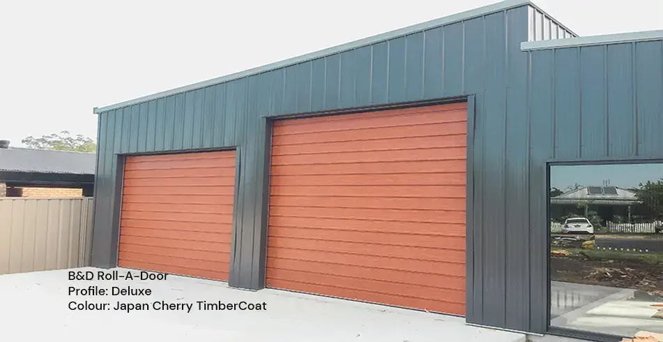 Reliable as Can B&D Roll-A-Door Garage Door Japan Cherry TimberCoat