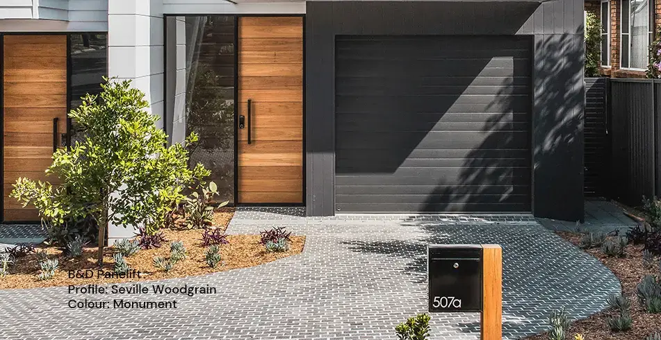 Safe as Can B&D Seville Woodgrain Panelift Garage Door & Driveway