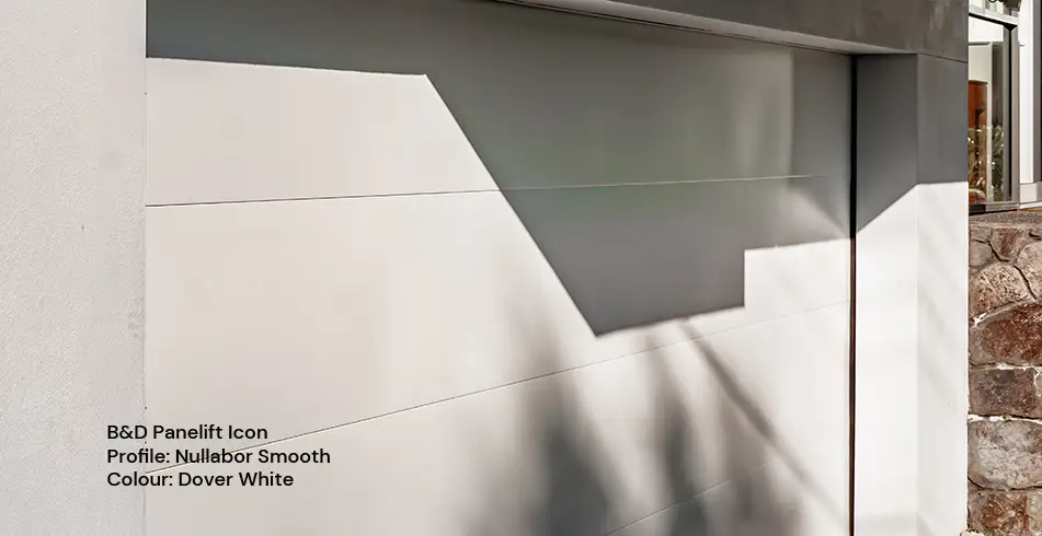 Safe as Can B&D Panelift Icon Garage Door with Nullabor Smooth Profile in Dover White (3)