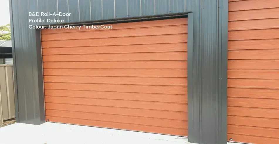 Reliable as Can B&D Roll-A-Door Neo Timber Coat Japan Cherry Garage Doors