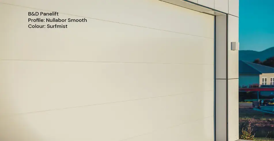 Safe as Can B&D Panelift Nullabor Smooth Garage Door in Surftmist