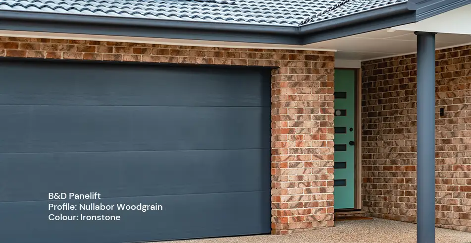 Safe as Can B&D Panelift Garage Door with Nullabor Woodgrain Profile in Ironstone (4)