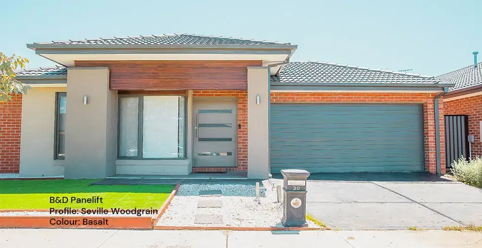 Safe as Can B&D Basalt Seville Woodgrain Panelift Garage Door