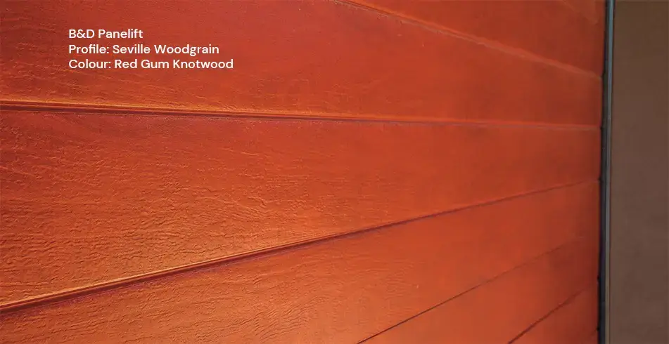 Safe as Can B&D Panelift Sectional Door in Red Gum Knotwood