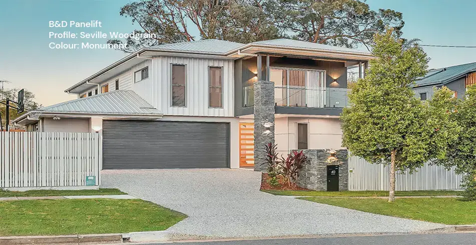 Safe as Can B&D Monument Seville Woodgrain Panelift Garage Door