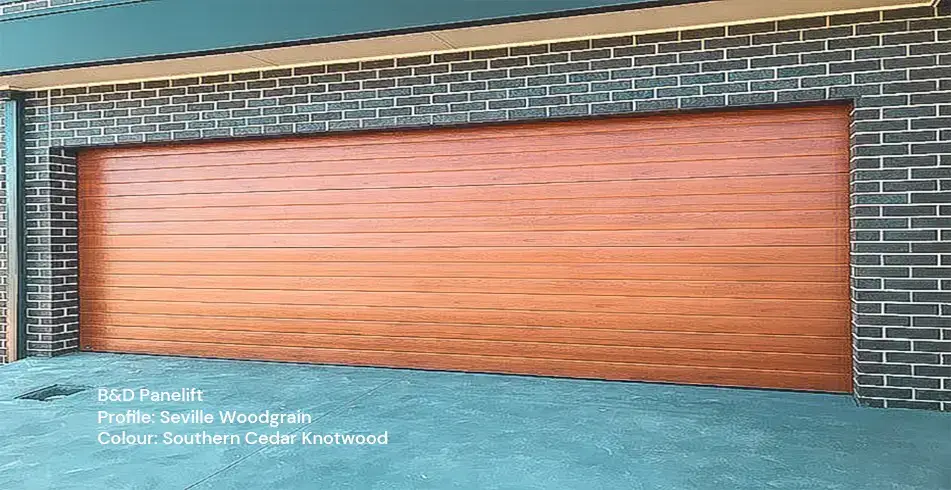 Safe as Can B&D Panelift Seville Sectional Door in Southern Cedar Knotwood