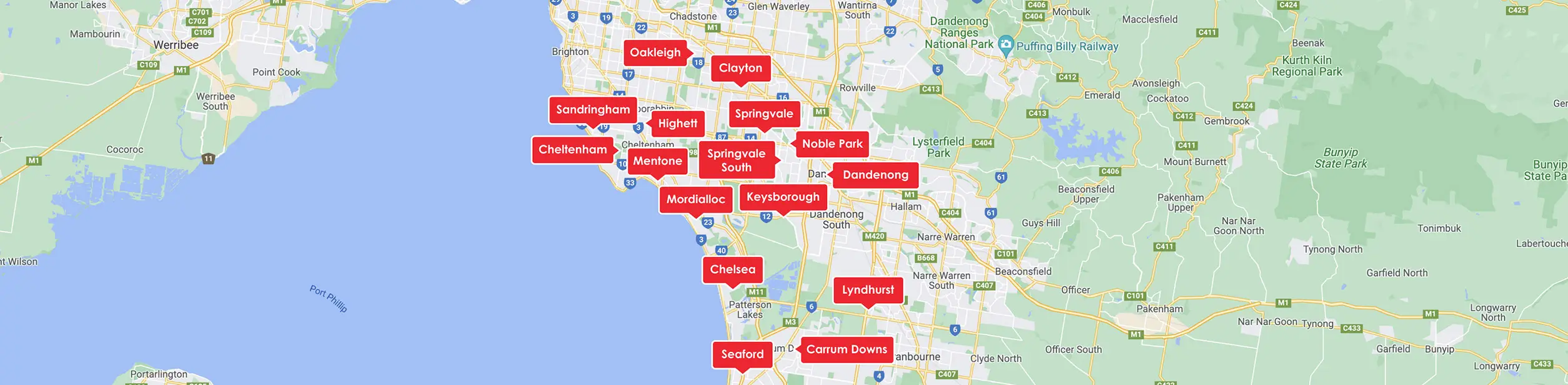 B&D To You Dandenong & Bayside Coverage Map