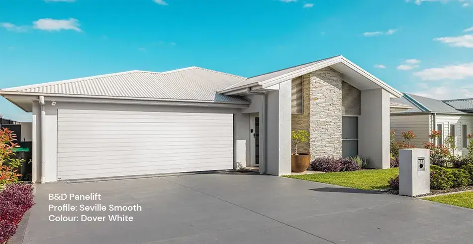 B&D Panelift Garage Door in Dover White Seville