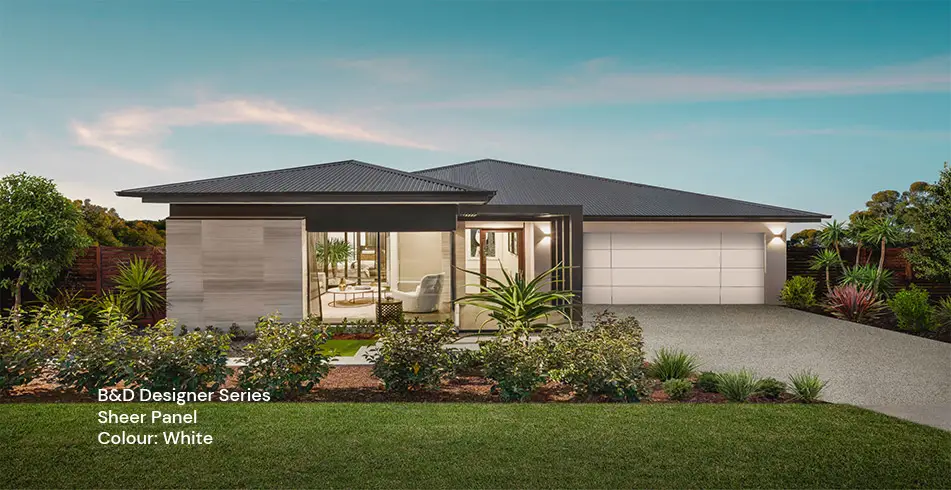 Reliable as Can B&D White Sheer Panel Garage Door at Dusk