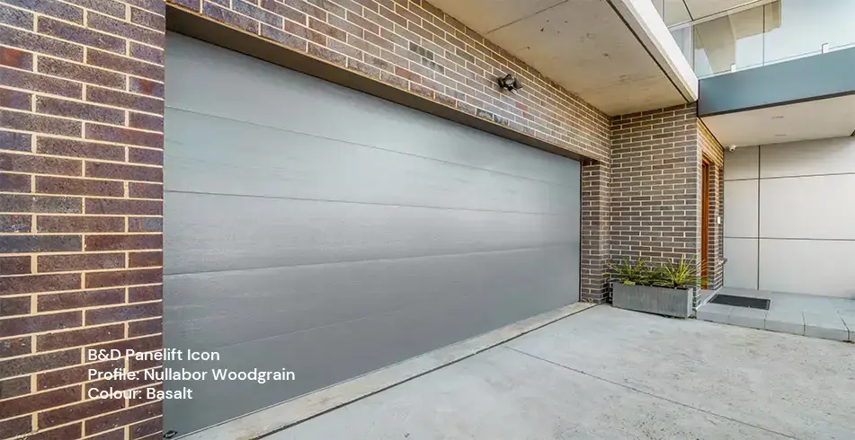 Safe as Can B&D Panelift Icon Nullabor Basalt Woodgrain Garage Door