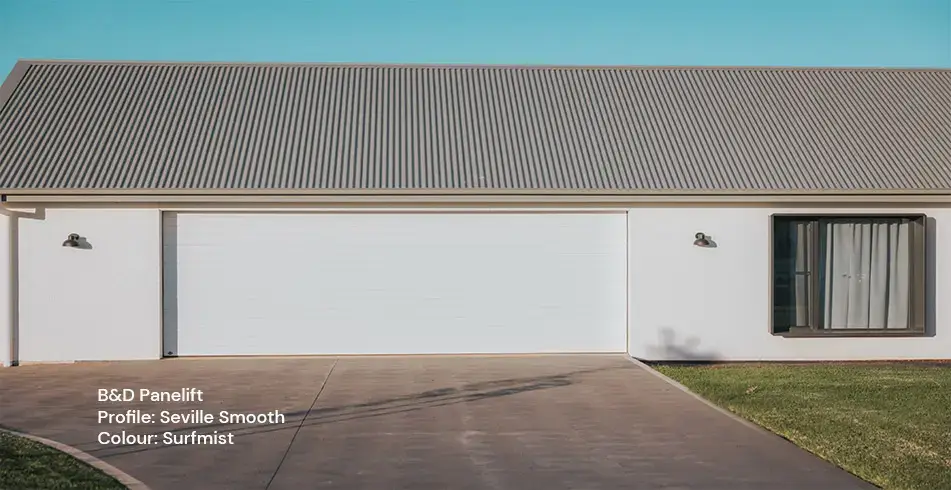 Safe as Can B&D Surfmist Panelift Seville Double Garage Door