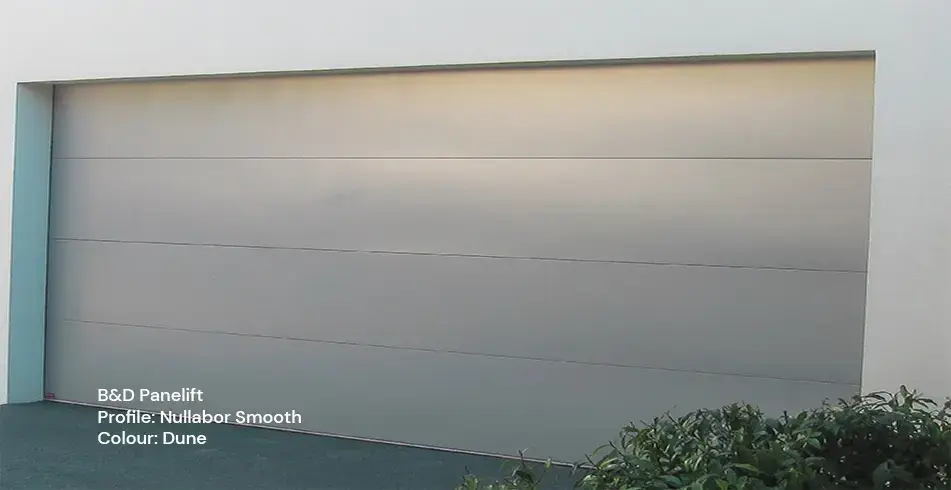 Safe as Can B&D Nullabor Smooth Panelift Garage Door in Dune