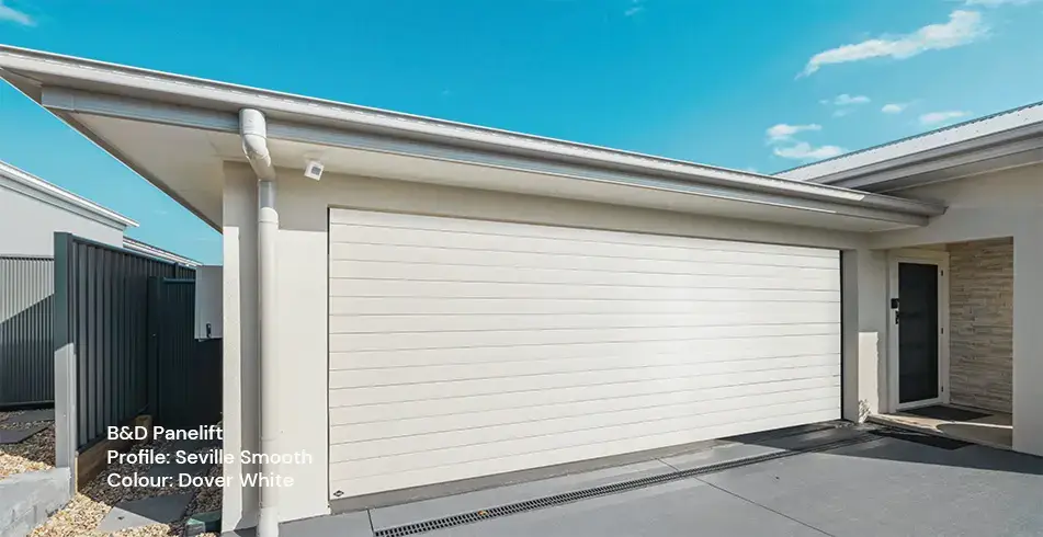 B&D Panelift Garage Door in Dover White Seville